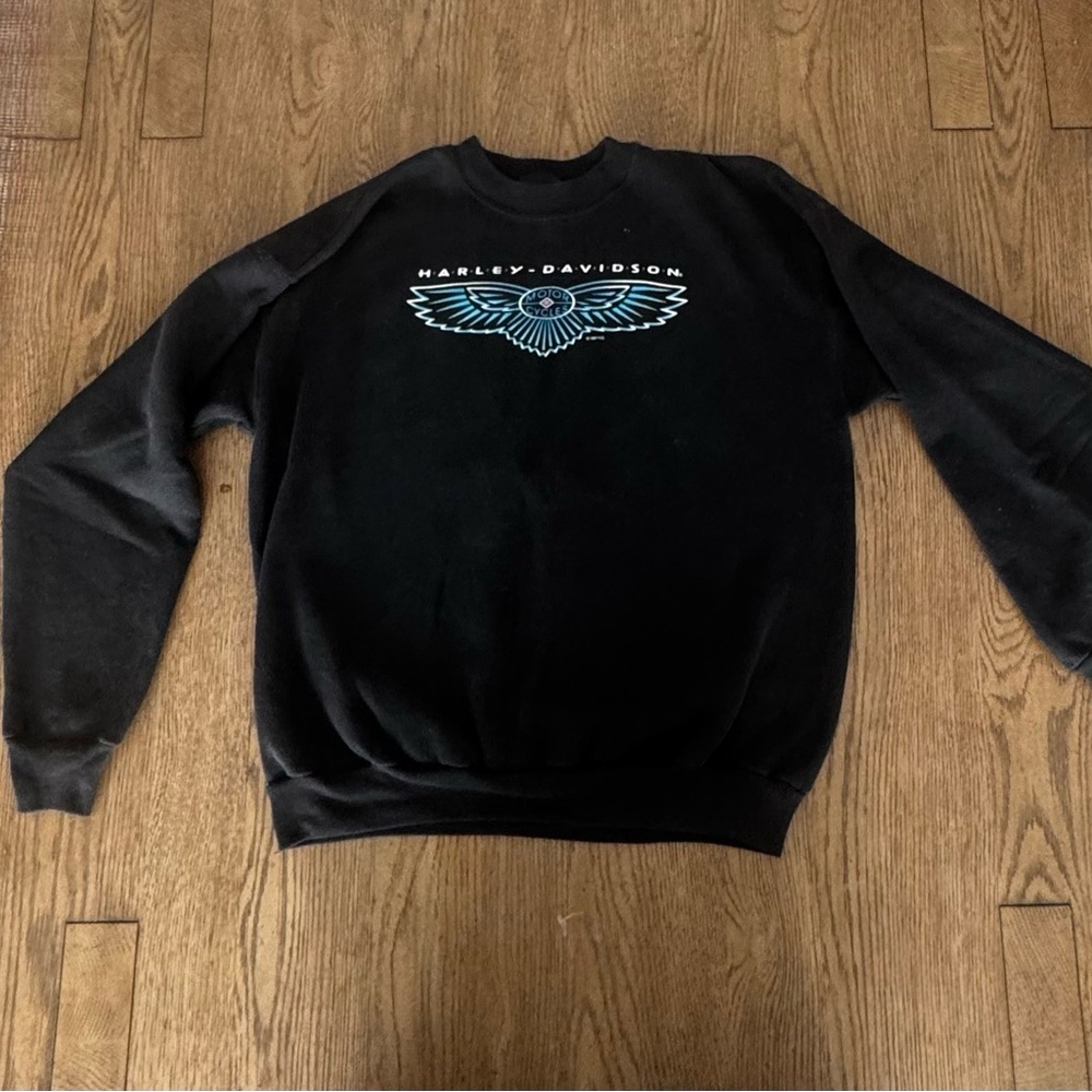 Vintage 1997 Harley-Davidson Logo Crewneck Sweatshirt Black Hanes USA Made L
